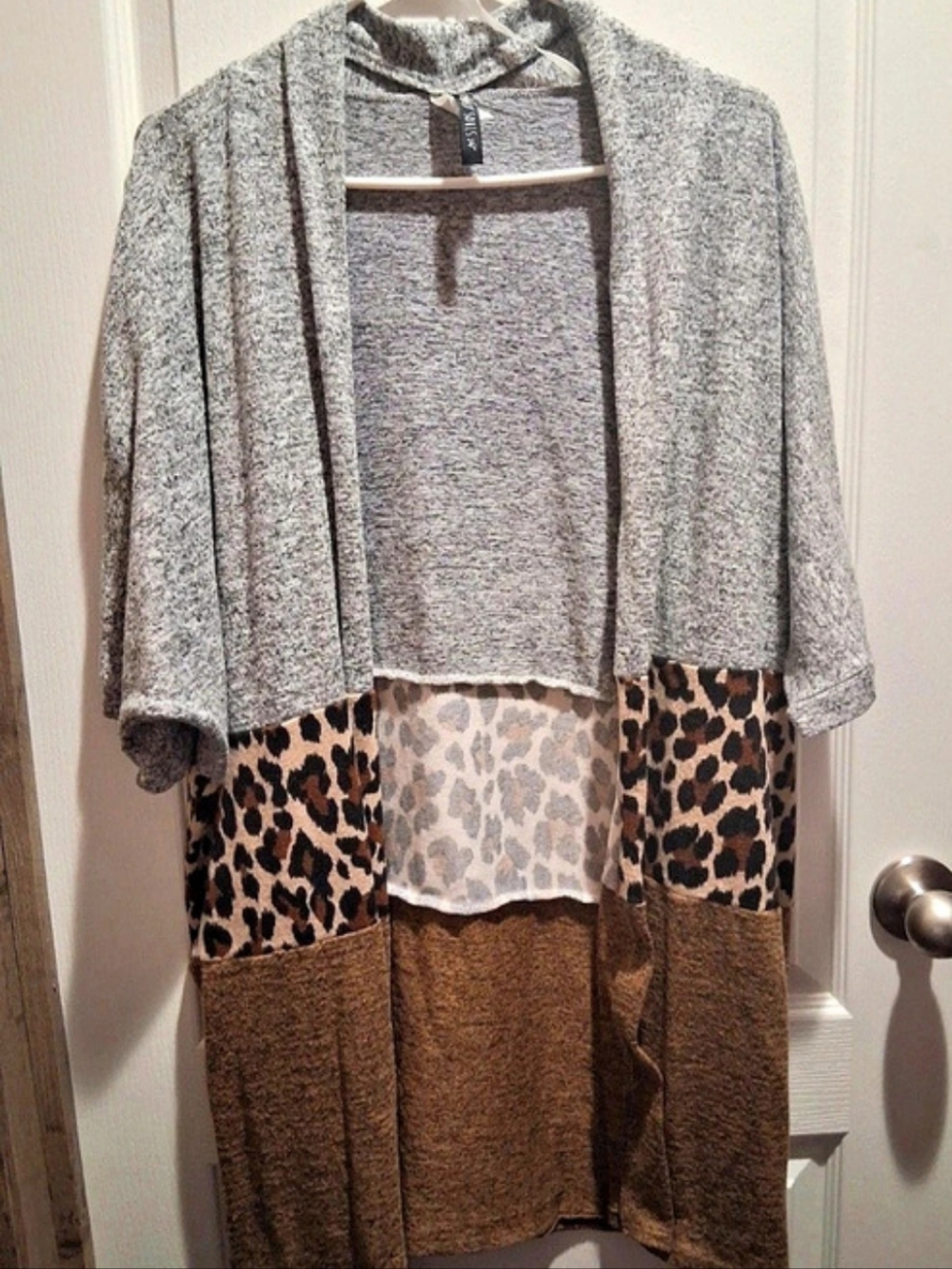 Lovely Souls Color Block Animal Print Cardigan
